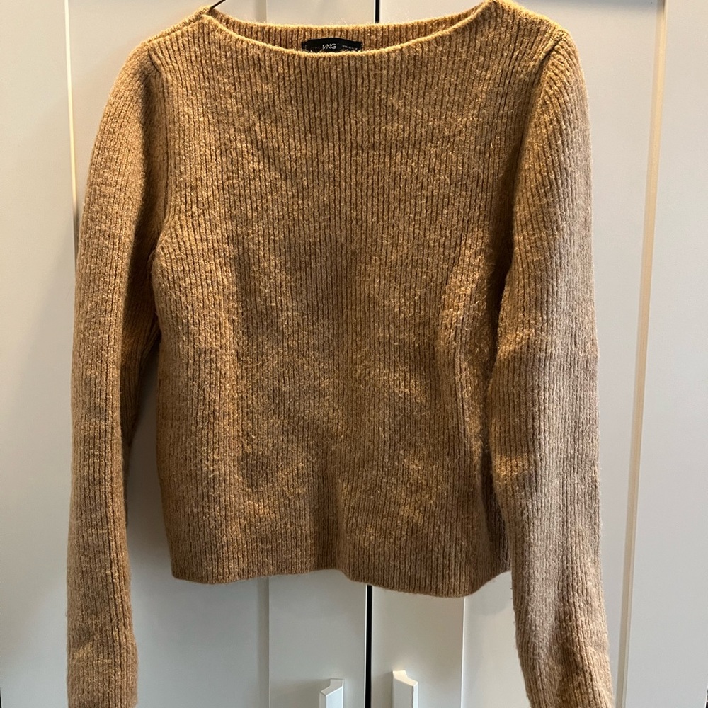 MANGO Size Women’s M Camel Boatneck Sweater